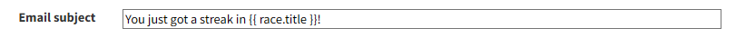 Email subject field with template variable